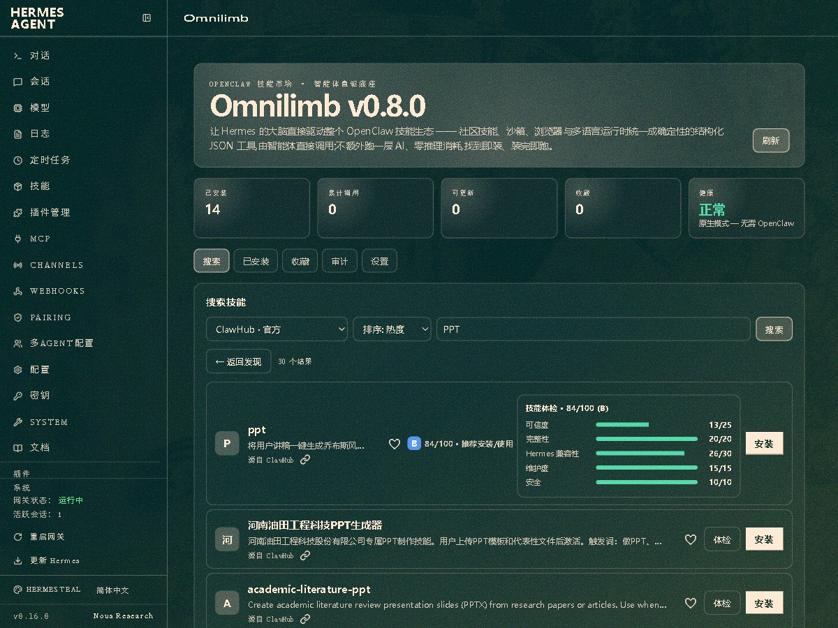Omnilimb per-skill health check and score breakdown