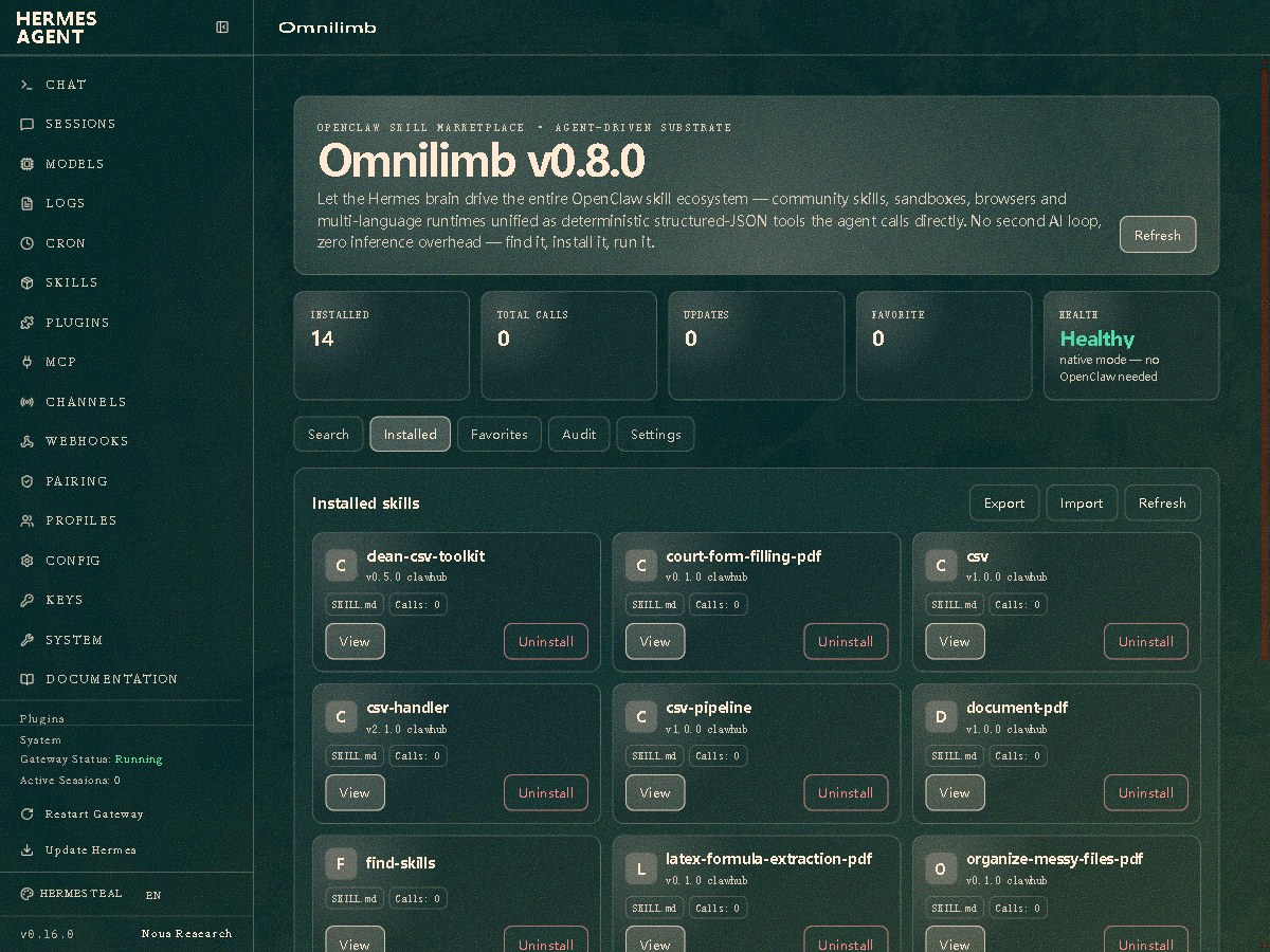 Omnilimb installed-skills management